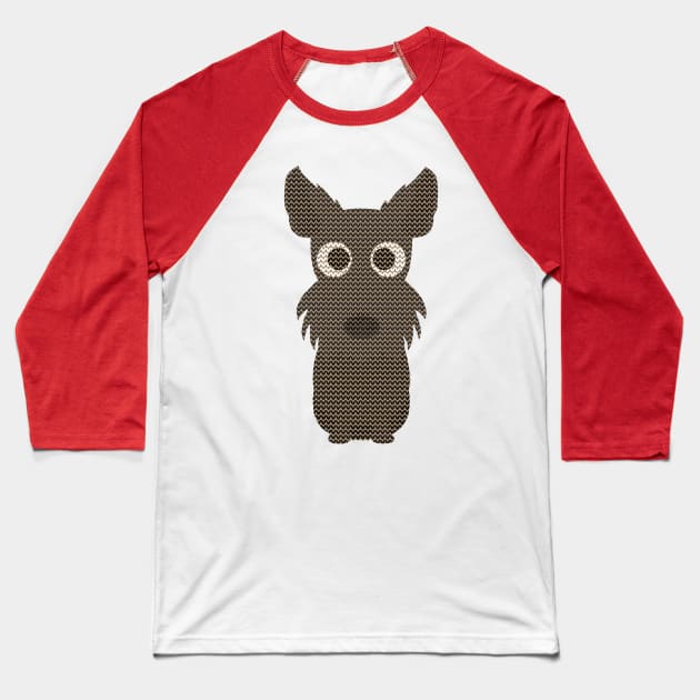 Scottish Terrier Ugly Christmas Sweater Knit Pattern Baseball T-Shirt by DoggyStyles